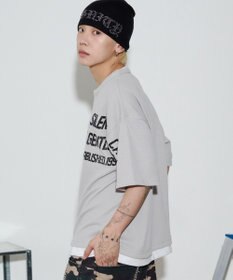 WEGO 【ユニセックス着用ITEM/MLサイズ展開】キーネックフェイクレイヤードグラフィックT（SS）