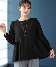 Tiaclasse 【ダブルクロス】パフスリーブペプラムチュニックブラウス