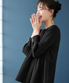 Tiaclasse 【ダブルクロス】パフスリーブペプラムチュニックブラウス