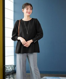Tiaclasse 【ダブルクロス】パフスリーブペプラムチュニックブラウス