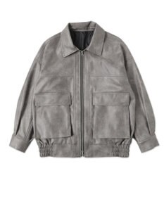 WEGO ヴィンテージライクFレザーブルゾン