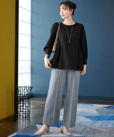 Tiaclasse 【ダブルクロス】パフスリーブペプラムチュニックブラウス