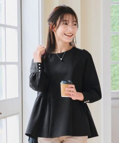 Tiaclasse 【ダブルクロス】パフスリーブペプラムチュニックブラウス