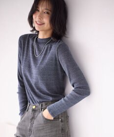 ANY 【洗濯機可】ラメハイネックＴシャツ