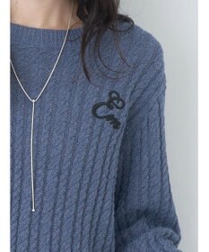 earth music&ecology 刺繍入りケーブルニットプルオーバー