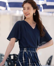 Tiaclasse 【洗える】シフォンフレアスリーブブラウス