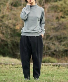 muuc 〈エクストラファインメリノウール〉〈洗えるニット〉レース編みハイネックプルオーバー