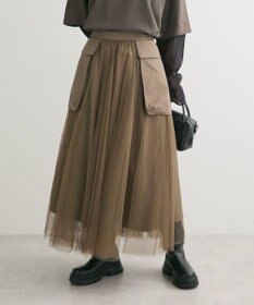 Green Parks ・ｆｕｒｒｙ　ｒａｔｅ　チュールワークポケットスカート