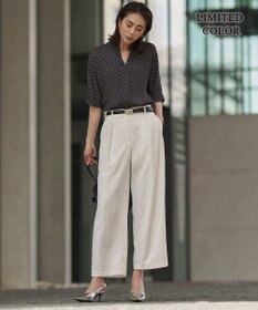 ICB 【新色追加・WEB限定カラーあり】BackSatinAmunzen 5分袖キーネックブラウス