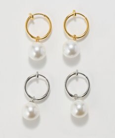 Phoebe 〈金属アレルギー対応〉バランスパールフープイヤリング　シルバー/ステンレス/大ぶり/存在感◎/主役級