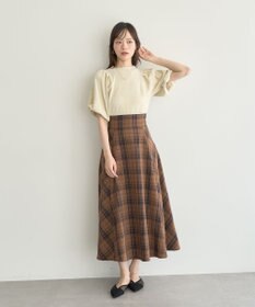 earth music&ecology バックレースアップチェックスカート