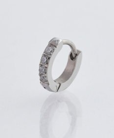 Phoebe 【金属アレルギー対応】ワンタッチビジューフープミニピアス(片耳)/サージカルステンレス シルバー