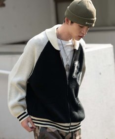 WEGO 【ユニセックス着用ITEM】グラフィックZIPニットブルゾン