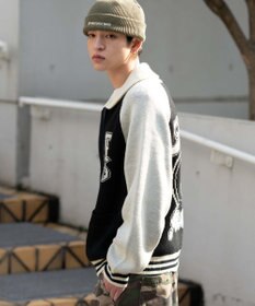 WEGO 【ユニセックス着用ITEM】グラフィックZIPニットブルゾン