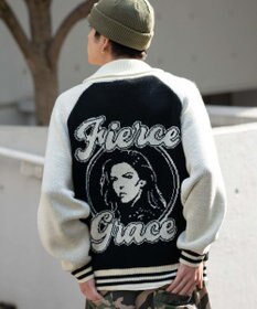 WEGO 【ユニセックス着用ITEM】グラフィックZIPニットブルゾン