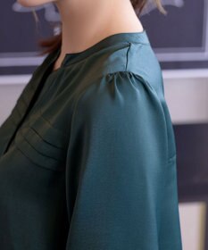 Tiaclasse L 【洗える】ヴィンテージサテンタックシャツチュニック