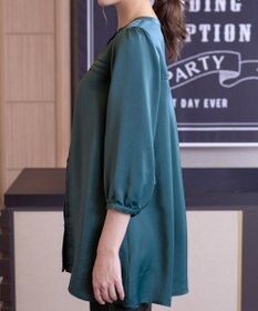 Tiaclasse L 【洗える】ヴィンテージサテンタックシャツチュニック