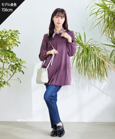 Tiaclasse 【洗える・スマート裏起毛】アシメタックチュニックブラウス