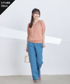 Tiaclasse L 【洗える】ダイヤ柄編みサマーニットトップス