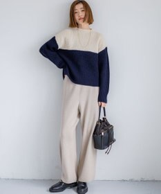 23区 S 【洗える】ウールカシミヤ カラーブロック バルキー ニット