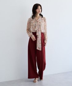 YECCA VECCA フラワー柄シアーボウタイブラウス