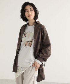 Green Parks イージーケア袖シャーリングシャツ