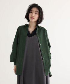 Green Parks イージーケア袖シャーリングシャツ