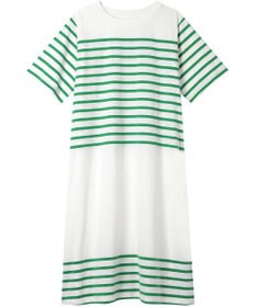 une nana cool 【綿100％】60ハイゲージ天竺パネルボーダー半袖ワンピース