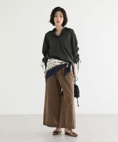 Green Parks イージーケア袖シャーリングシャツ