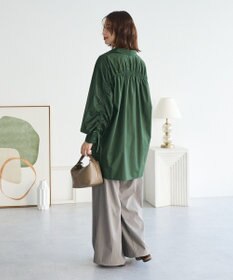 Green Parks イージーケア袖シャーリングシャツ