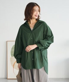 Green Parks イージーケア袖シャーリングシャツ