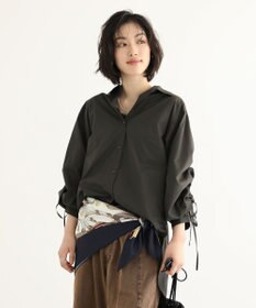 Green Parks イージーケア袖シャーリングシャツ