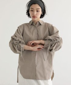 Green Parks イージーケア袖シャーリングシャツ