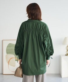 Green Parks イージーケア袖シャーリングシャツ