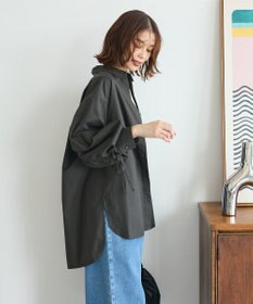 Green Parks イージーケア袖シャーリングシャツ