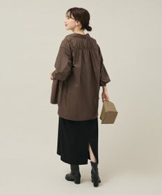 Green Parks イージーケア袖シャーリングシャツ