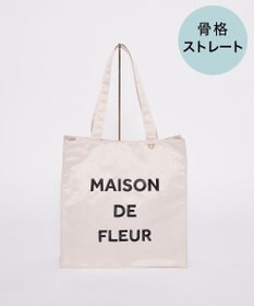 Maison de FLEUR サテンパールブランドロゴ刺繍トートバッグ