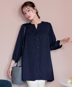 Tiaclasse L 【洗える】ヴィンテージサテンタックシャツチュニック