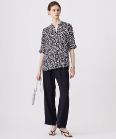 ICB 【新色追加・接触冷感・UVケア・速乾・洗える】BackSatinAmunzen  5分袖 キーネックブラウス