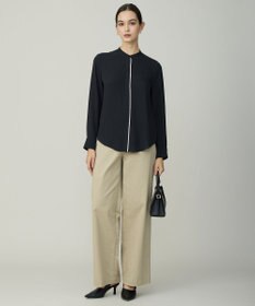 ICB L 【新色追加・WEB限定カラーあり・接触冷感・UVケア・速乾・洗える】BackSatinAmunzen バンドカラーブラウス