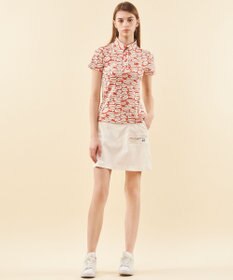 23区GOLF 【WOMEN】【吸水速乾/UVカット】YELL総柄プリントポロシャツ