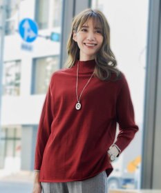 Tiaclasse 【洗える】配色ハイネックニットトップス