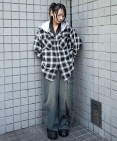 WEGO 裏毛フードチェックシャツ