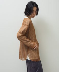 Green Parks メッシュ長袖ゆるカットプルオーバー