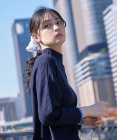 Tiaclasse 【洗える】配色ハイネックニットトップス