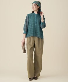 自由区 S ジオメトリックレース ブラウス