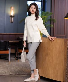 Tiaclasse 【洗える】配色ハイネックニットトップス