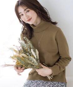 Tiaclasse L 【洗える】もっちり柔らかいリブタートルプルオーバーニット