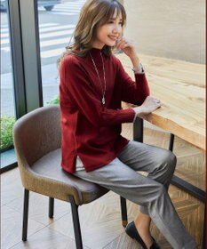 Tiaclasse 【洗える】配色ハイネックニットトップス