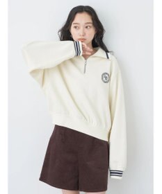 earth music&ecology ハーフＺＩＰサークルロゴ刺繍裏毛プルオーバー